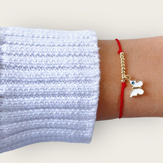 I Welcome Transformation and Joy — Red String Butterfly Bracelet - Georgina Nicol