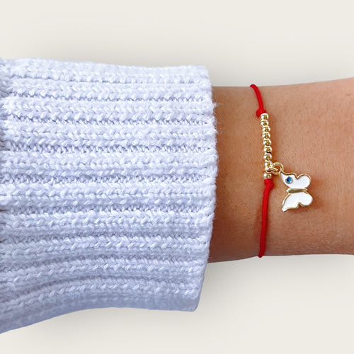 I Welcome Transformation and Joy — Red String Butterfly Bracelet - Georgina Nicol