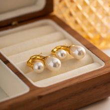Load image into Gallery viewer, Statement Pearl Earrings, Non Tarnish, Stainless Steel
