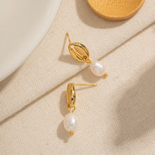 Load image into Gallery viewer, Seashell Pearl Earrings, Ocean Jewelry, Tarnish Resistant
