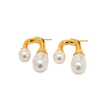 Load image into Gallery viewer, Statement Pearl Earrings, Non Tarnish, Stainless Steel
