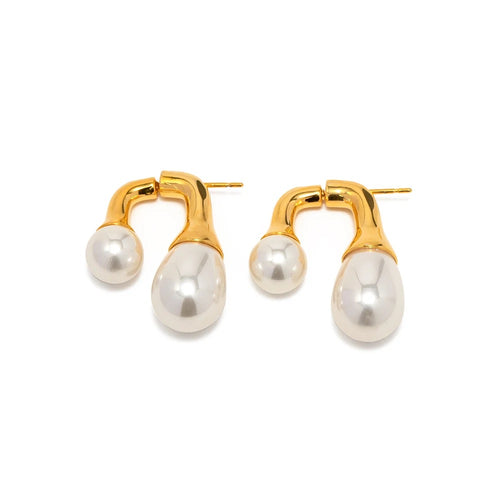 Statement Pearl Earrings, Non Tarnish, Stainless Steel