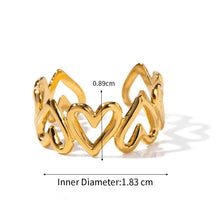 Load image into Gallery viewer, Mulit Open Heart Ring, Resizable, Tarnish Resistant, Stainless Steel
