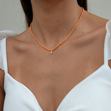 Load image into Gallery viewer, Drop Evil Eye Orange Beaded Necklace
