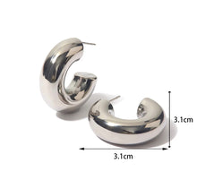 Load image into Gallery viewer, Silver Chunky Earrings, Trendy, Non Tarnish, Lightweight, Tarnish Free
