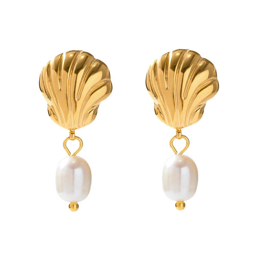 Oyster Pearl Earrings, Tarnish Resistant, Ocean Jewelry