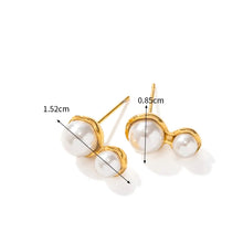 Load image into Gallery viewer, Double Pearl Stud Earrings, Tarnish Resistant, Stainless Steel 
