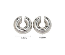 Load image into Gallery viewer, Silver Chunky Ear Cuff, Chubby Hollow Ear Clip, Stainless Steel
