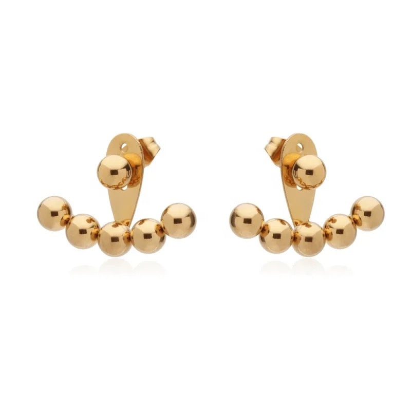 Gold Ball Earrings, Stainless Steel Jewelry, Tarnish Free