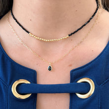 Load image into Gallery viewer, Black Drop Necklace, Gold Filled Jewelry, Mini Paper Clip Chain 
