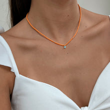 Load image into Gallery viewer, Drop Evil Eye Orange Beaded Necklace
