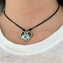 Load image into Gallery viewer, Heart Evil Eye Cord Necklace
