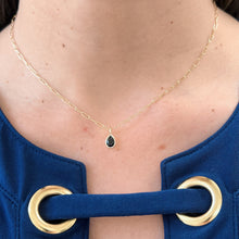 Load image into Gallery viewer, Black Drop Necklace, Gold Filled Jewelry, Mini Paper Clip Chain 
