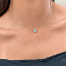 Load image into Gallery viewer, Blue Zirconia Circle Pendant Necklace, Gold Filled Jewelry 
