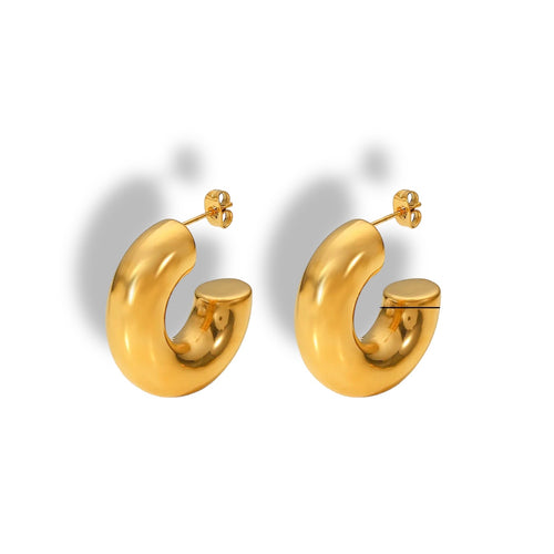 Gold Chunky Earrings, Trendy, Lightweight, Tarnish Resistant
