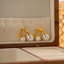 Load image into Gallery viewer, Statement Pearl Earrings, Non Tarnish, Stainless Steel
