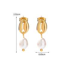 Load image into Gallery viewer, Seashell Pearl Earrings, Ocean Jewelry, Tarnish Resistant
