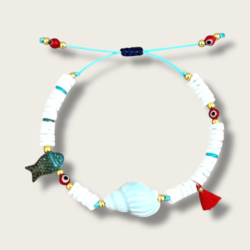 Inner Peace, Protection & Abundance – Seashell & Evil Eye Bracelet - Georgina Nicol
