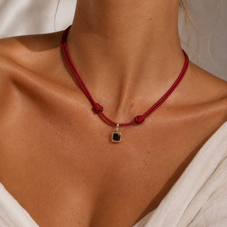 January Garnet CZ Birthstone Cord Necklace - Georgina Nicol
