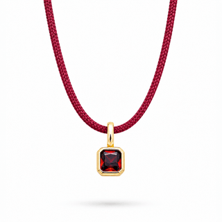 January Garnet CZ Birthstone Cord Necklace - Georgina Nicol