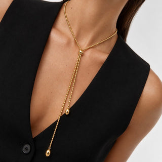 Lariat Gold Beaded Necklace - Georgina Nicol