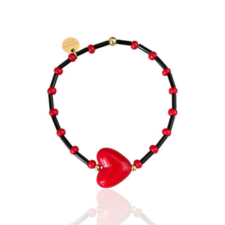 Love in Every Beat — Red Heart Beaded Bracelet - Georgina Nicol
