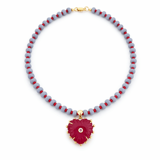 Love, Passion & Emotional Strength Ruby Jade Heart Necklace - Georgina Nicol