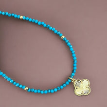 Load image into Gallery viewer, Luck and Prosperity - Four Leaf Clover Turquoise Beaded Necklace - Georgina Nicol
