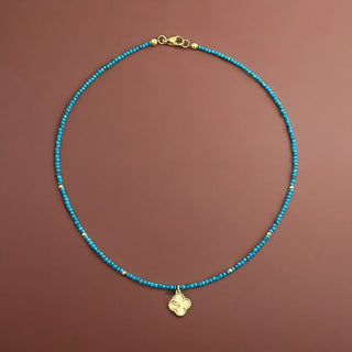 Luck and Prosperity - Four Leaf Clover Turquoise Beaded Necklace - Georgina Nicol