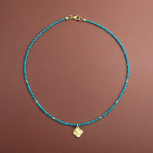 Load image into Gallery viewer, Luck and Prosperity - Four Leaf Clover Turquoise Beaded Necklace - Georgina Nicol
