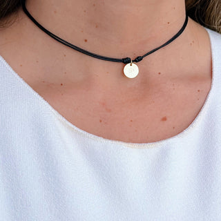 Luck & Fortune – Tiny Clover Coin Cord Necklace - Georgina Nicol