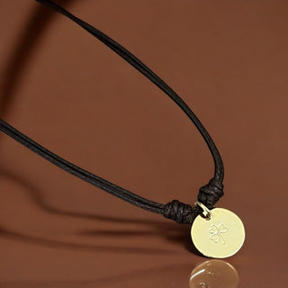 Luck & Fortune – Tiny Clover Coin Cord Necklace - Georgina Nicol