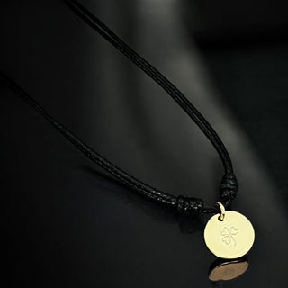 Luck & Fortune – Tiny Clover Coin Cord Necklace - Georgina Nicol