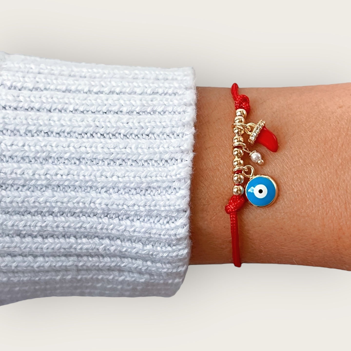 Luck Is Always on My Side — Evil Eye & Cornicello Red String Bracelet - Georgina Nicol