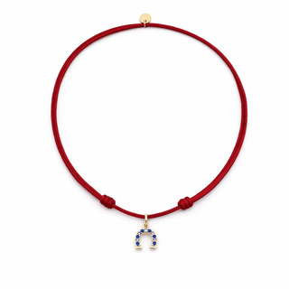 Lucky CZ Tiny Horseshoe Cord Necklace - Georgina Nicol