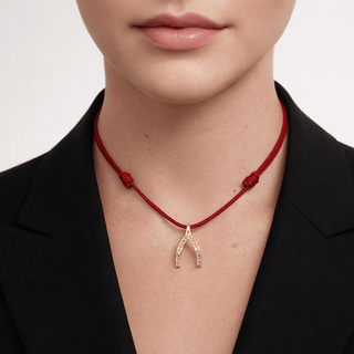 Lucky CZ Wishbone Cord Necklace - Georgina Nicol