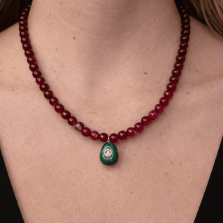 Malachite Pendant Beaded Necklace - Georgina Nicol