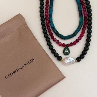 Malachite Pendant Beaded Necklace - Georgina Nicol