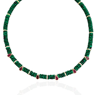 Malachite & Ruby Beaded Necklace - Georgina Nicol