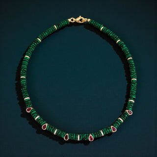 Malachite & Ruby Beaded Necklace - Georgina Nicol