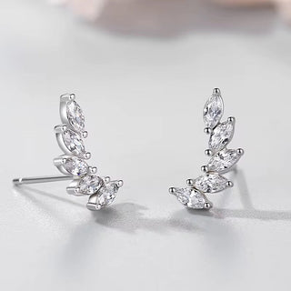 Marquise CZ Leaf Climber Earrings - Georgina Nicol