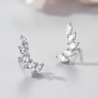 Marquise CZ Leaf Climber Earrings - Georgina Nicol