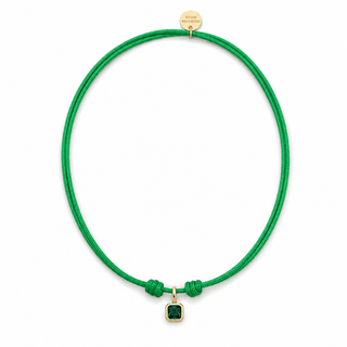 May Emerald CZ Birthstone Cord Necklace - Georgina Nicol