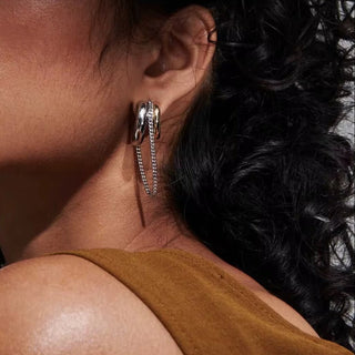 Modern Edge Earrings – Two Tone Chain Hoops - Georgina Nicol