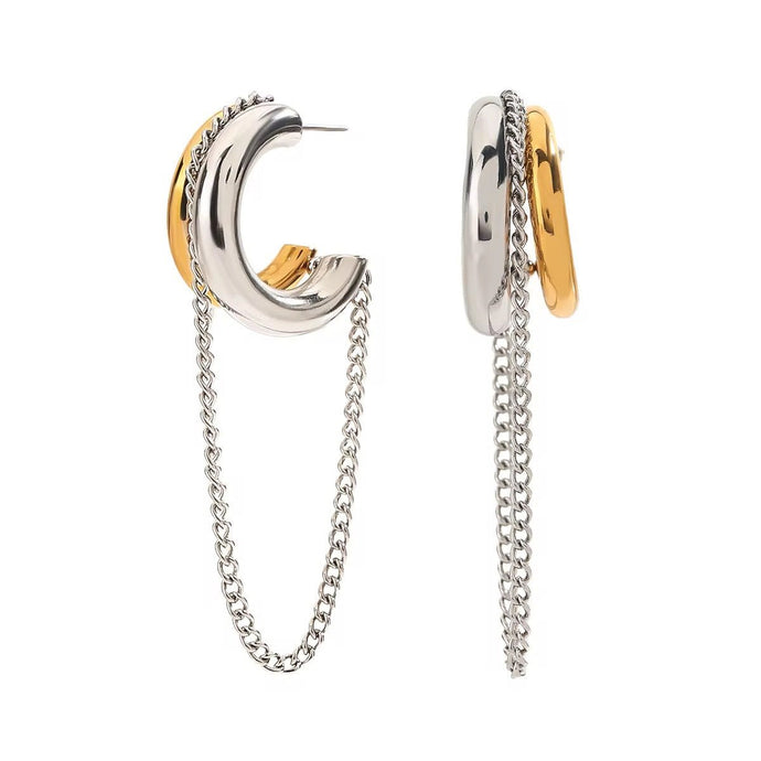 Modern Edge Earrings – Two Tone Chain Hoops - Georgina Nicol