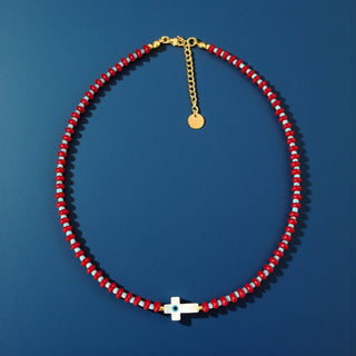 Mother of Pearl Cross Protection Necklace - Georgina Nicol