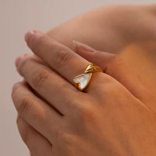 Mother of Pearl Double Heart Ring - Georgina Nicol