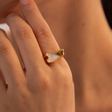 Load image into Gallery viewer, Mother of Pearl Double Heart Ring - Georgina Nicol
