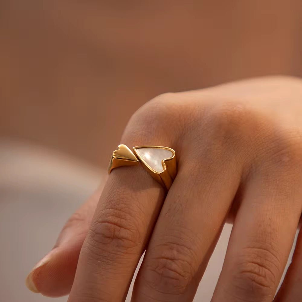 Mother of Pearl Double Heart Ring - Georgina Nicol