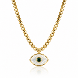 Mother of Pearl Evil Eye Beaded Necklace - Georgina Nicol